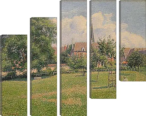 Модульная картина - Дом глухой женщины и колокольня в Эраньи. Камиль Писсарро