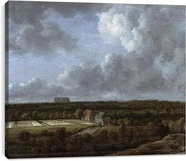 Постер на подрамнике - Bleaching Fields to the North-Northeast of Haarlem. Якоб ван Рейсдал