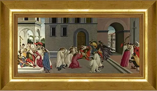 Картина в раме - Three Miracles of Saint Zenobius. Сандро Боттичелли