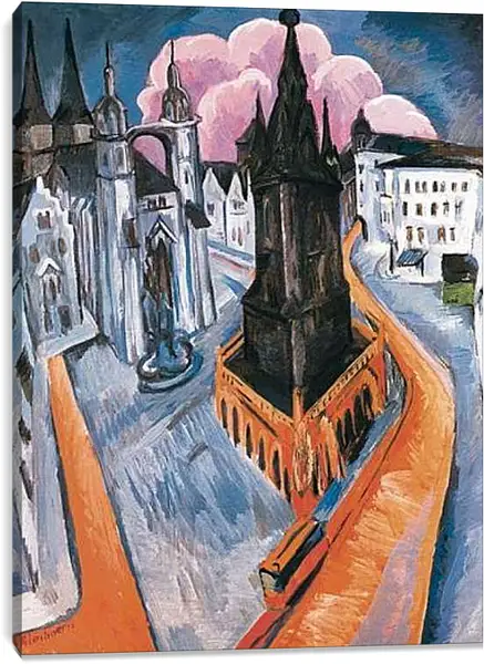 Постер на подрамнике - The Red Tower in Halle. Эрнст Людвиг Кирхнер