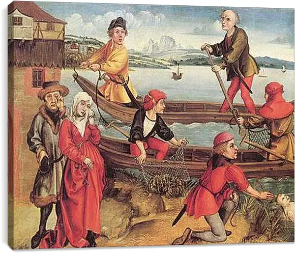 Постер на подрамнике - Wunderbare Errettung eines ertrunkenen Knaben aus Bregenz. Чудесное спасение утонувшего мальчика из Брегенца. Альбрехт Дюрер