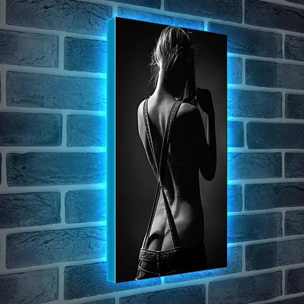 Лайтбокс световая панель - Девушка в подтяжках