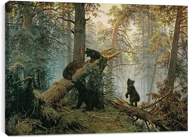 Постер на подрамнике - Утро в сосновом бору. Иван Шишкин