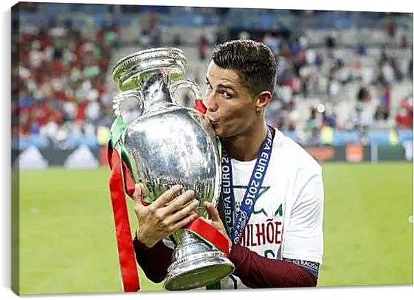 Постер на подрамнике - Криштиану Роналду и кубок