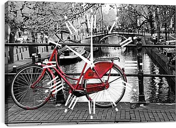 Часы картина - Красный велосипед