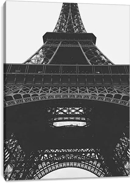 Постер на подрамнике - Черно-белая Эйфелева башня