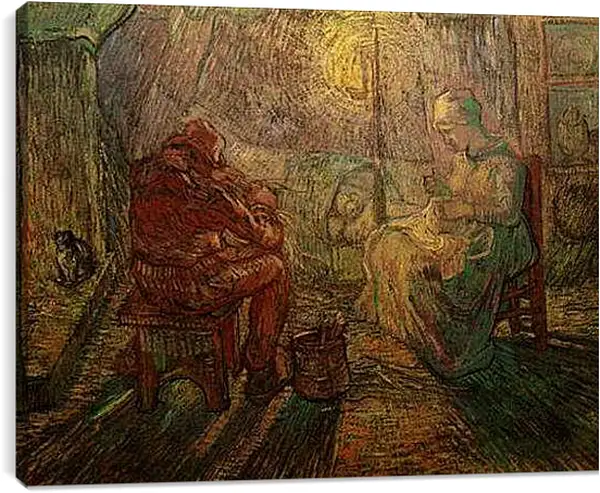 Постер на подрамнике - Evening The Watch after Millet. Винсент Ван Гог