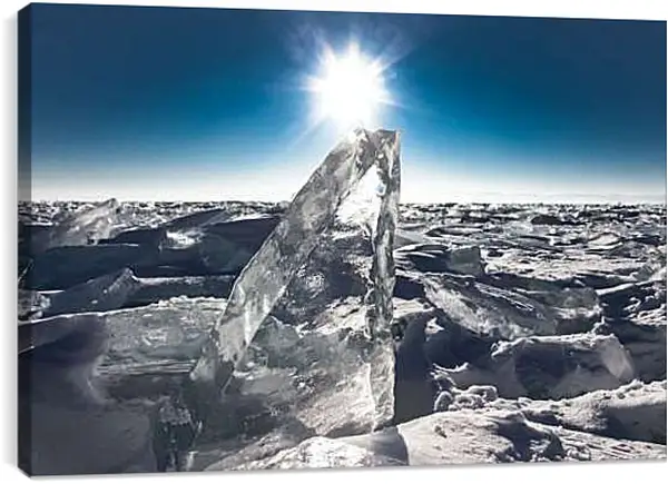 Постер на подрамнике - Лёд на озере. Байкал