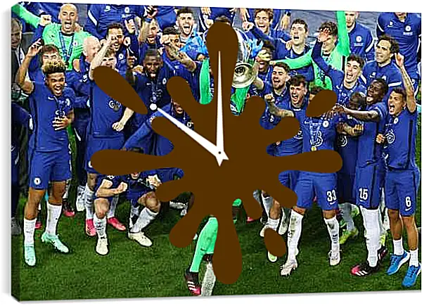 Часы картина - Победа в Лиге Чемпионов. ФК Челси. FC Chelsea