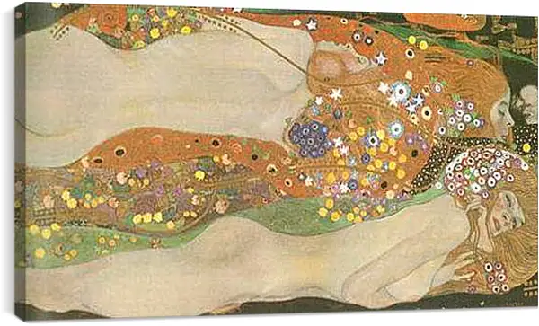 Постер на подрамнике - Водяные змеи II. Wasserschlangen (Freundinnen) II. Густав Климт