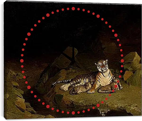 Часы картина - Tiger and Cubs - Тигр и детеныши. Жан-Леон Жером