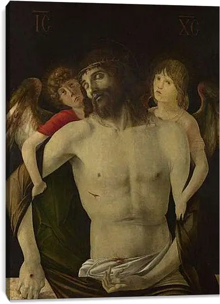 Постер на подрамнике - The Dead Christ supported by Angels. Джованни Беллини