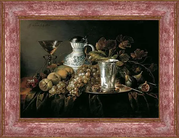 Картина в раме - Натюрморт с серебряным бокалом. Ян Хем Давидс Де