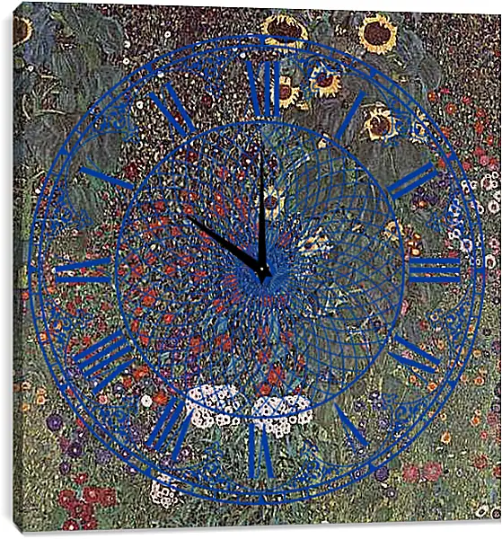 Часы картина - Bauerngarten mit Sonnenblumen. Густав Климт