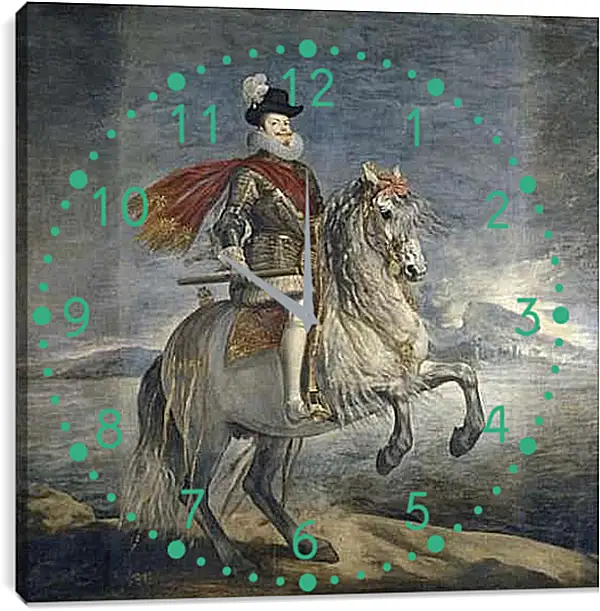 Часы картина - Felipe III on Horseback. Диего Веласкес