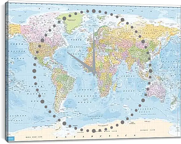 Часы картина - Карта мира