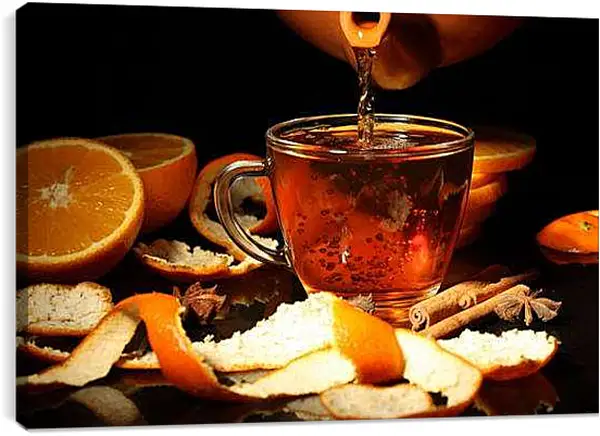 Постер на подрамнике - Чашка чая. Ароматный чай.