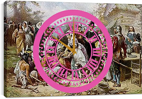 Часы картина - The First Thanksgiving. Жан-Леон Жером