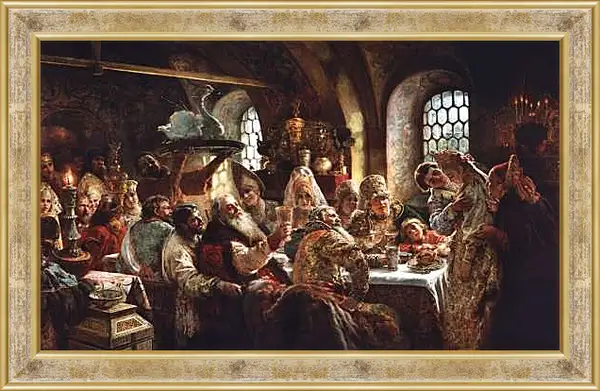 Картина в раме - Боярский свадебный пир. Маковский Константин