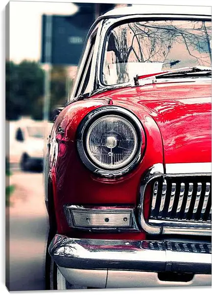 Постер на подрамнике - Ретро автомобиль решотка радиатора и фары