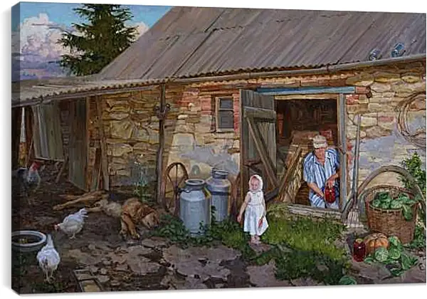 Постер на подрамнике - Из деревенской жизни