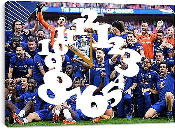 Часы картина - Победа в кубке Англии. ФК Челси. FC Chelsea