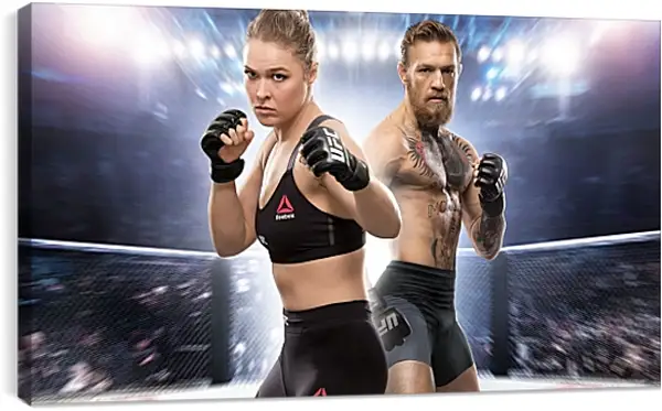 Постер на подрамнике - UFC. Ронда Роузи и Конор МакГрегор Постер на подрамнике - UFC. Ронда Роузи и Конор МакГрегор