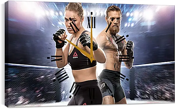 Часы картина - UFC. Ронда Роузи и Конор МакГрегор Часы картина - UFC. Ронда Роузи и Конор МакГрегор