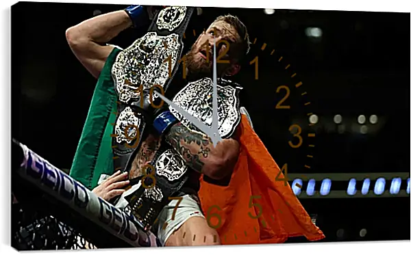 Часы картина - UFC. MMA. Конор МакГрегор с поясами. Часы картина - UFC. MMA. Конор МакГрегор с поясами.
