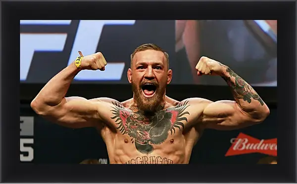 Картина в раме - UFC. MMA. Конор МакГрегор демонстрирует мышцы. Картина в раме - UFC. MMA. Конор МакГрегор демонстрирует мышцы.
