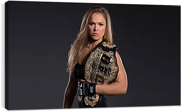 Постер на подрамнике - UFC. MMA. Ронда Роузи с поясом. Постер на подрамнике - UFC. MMA. Ронда Роузи с поясом.