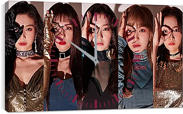 Часы картина - K-pop. Red Velvet. Азиатки. Коллаж Часы картина - K-pop. Red Velvet. Азиатки. Коллаж