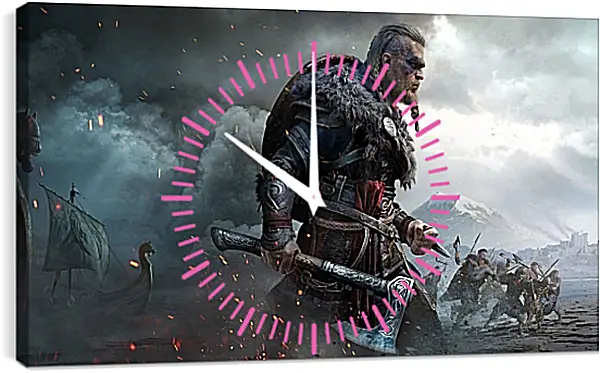 Часы картина - Assassins Creed Valhalla Часы картина - Assassins Creed Valhalla