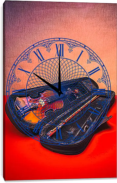 Часы картина - Скрипка в футляре Часы картина - Скрипка в футляре
