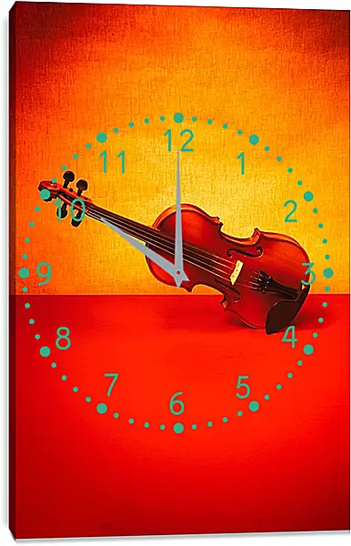 Часы картина - Скрипка на красном 2 Часы картина - Скрипка на красном 2