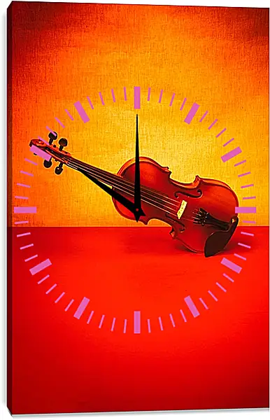 Часы картина - Скрипка на красном 2 Часы картина - Скрипка на красном 2
