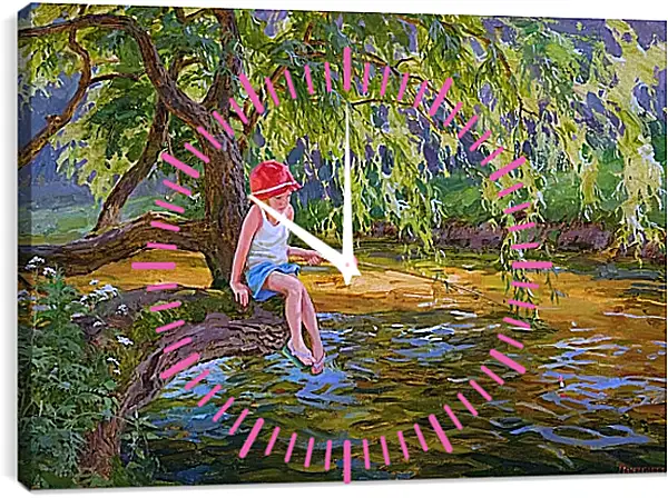 Часы картина - На рыбалке Часы картина - На рыбалке