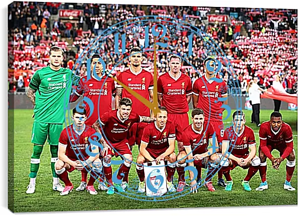 Часы картина - Фото перед матчем ФК Ливерпуль. FC Liverpool Часы картина - Фото перед матчем ФК Ливерпуль. FC Liverpool