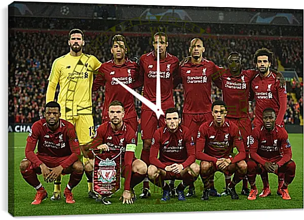 Часы картина - Фото перед матчем ФК Ливерпуль. FC Liverpool Часы картина - Фото перед матчем ФК Ливерпуль. FC Liverpool