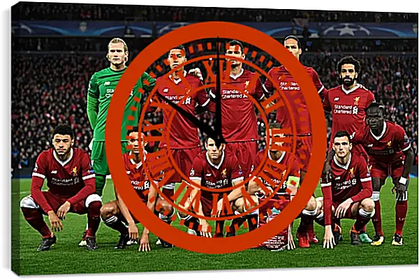 Часы картина - Фото перед матчем ФК Ливерпуль. FC Liverpool Часы картина - Фото перед матчем ФК Ливерпуль. FC Liverpool