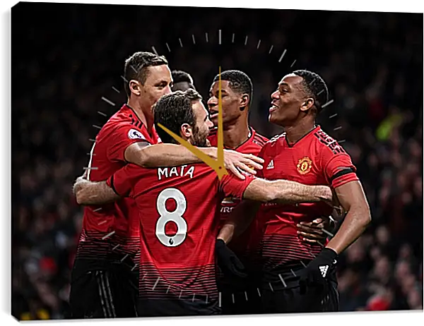 Часы картина - Празднование гола. Манчестер Юнайтед. Manchester United Часы картина - Празднование гола. Манчестер Юнайтед. Manchester United