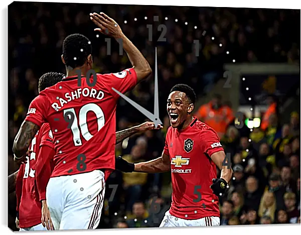 Часы картина - Празднование гола. Манчестер Юнайтед. Manchester United Часы картина - Празднование гола. Манчестер Юнайтед. Manchester United