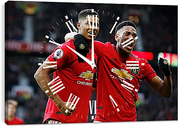 Часы картина - Празднование гола. Манчестер Юнайтед. Manchester United Часы картина - Празднование гола. Манчестер Юнайтед. Manchester United