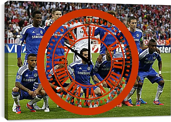 Часы картина - Фото перед матчем ФК Челси. FC Chelsea Часы картина - Фото перед матчем ФК Челси. FC Chelsea
