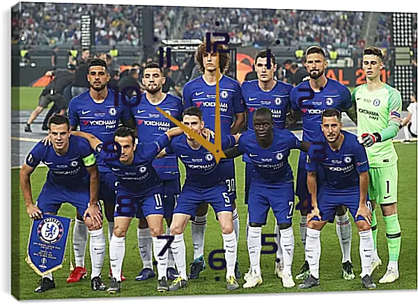 Часы картина - Фото перед матчем ФК Челси. FC Chelsea Часы картина - Фото перед матчем ФК Челси. FC Chelsea
