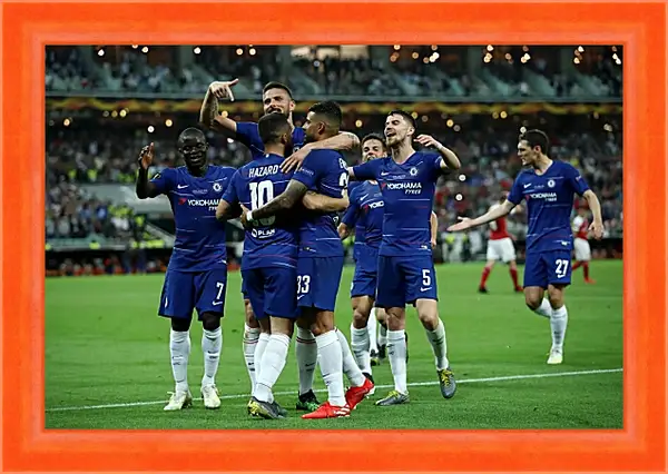 Картина в раме - Празднование гола. ФК Челси. FC Chelsea Картина в раме - Празднование гола. ФК Челси. FC Chelsea
