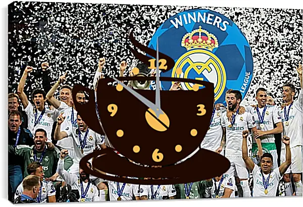 Часы картина - Победа в Лиге Чемпионов 2018. Реал Мадрид. Real Madrid Часы картина - Победа в Лиге Чемпионов 2018. Реал Мадрид. Real Madrid