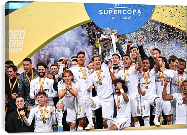 Постер на подрамнике - Победа в суперкубке Испании. Реал Мадрид. Real Madrid Постер на подрамнике - Победа в суперкубке Испании. Реал Мадрид. Real Madrid