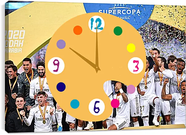 Часы картина - Победа в суперкубке Испании. Реал Мадрид. Real Madrid Часы картина - Победа в суперкубке Испании. Реал Мадрид. Real Madrid