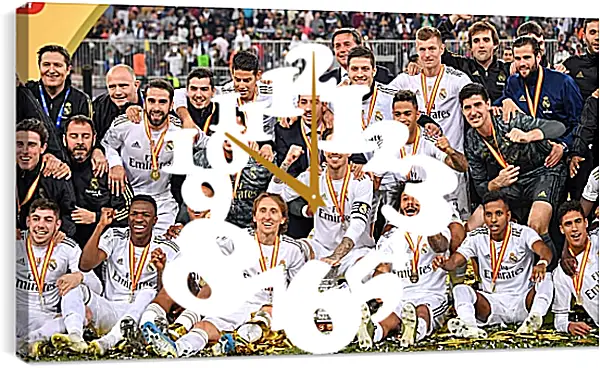 Часы картина - Победа в суперкубке Испании. Реал Мадрид. Real Madrid Часы картина - Победа в суперкубке Испании. Реал Мадрид. Real Madrid
